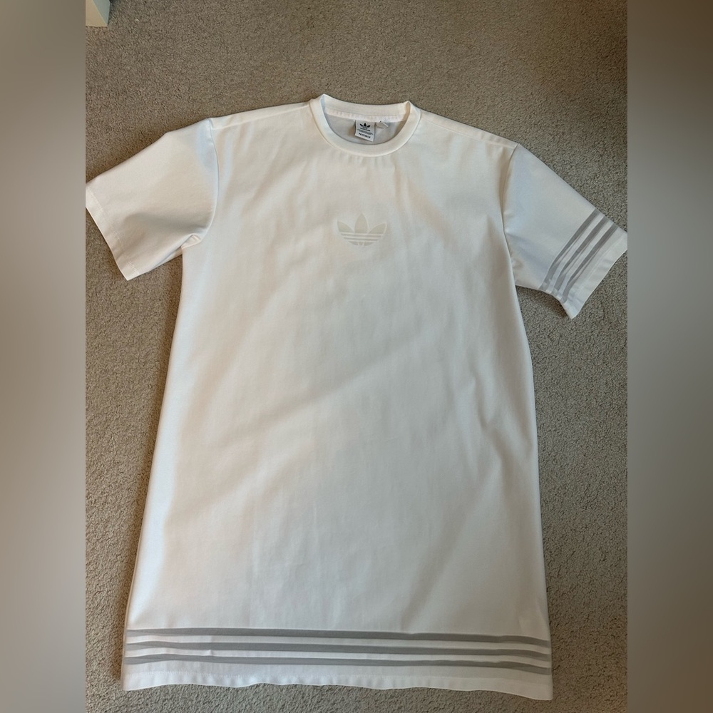 Adidas White Tee with Silver Accents